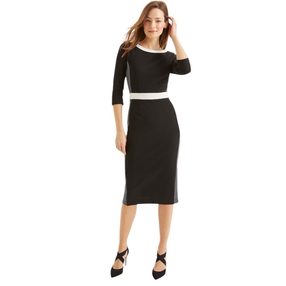 Boden NWT Monochromatic Minimalist Knit Black White Grey Midi Dress Size 2